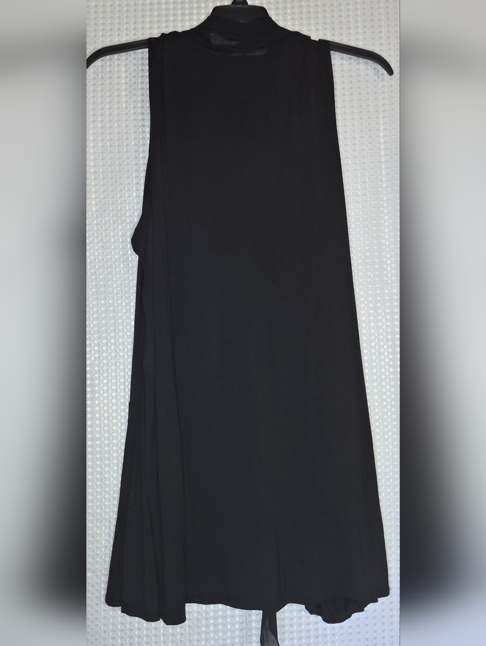 LOGO Lori Goldstein Black Tie Front Cardigan Vest Sleeveless Draped Layering 1X - Picture 7 of 8